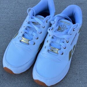 Reebok White and Gold Athletic Shoes
